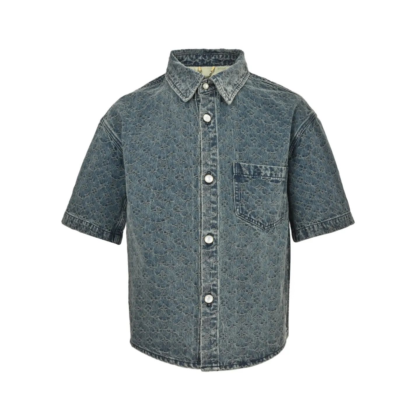 Louis Vuitton/Louis Vuitton 25ss all-over old flower jacquard suit denim short-sleeved shirt